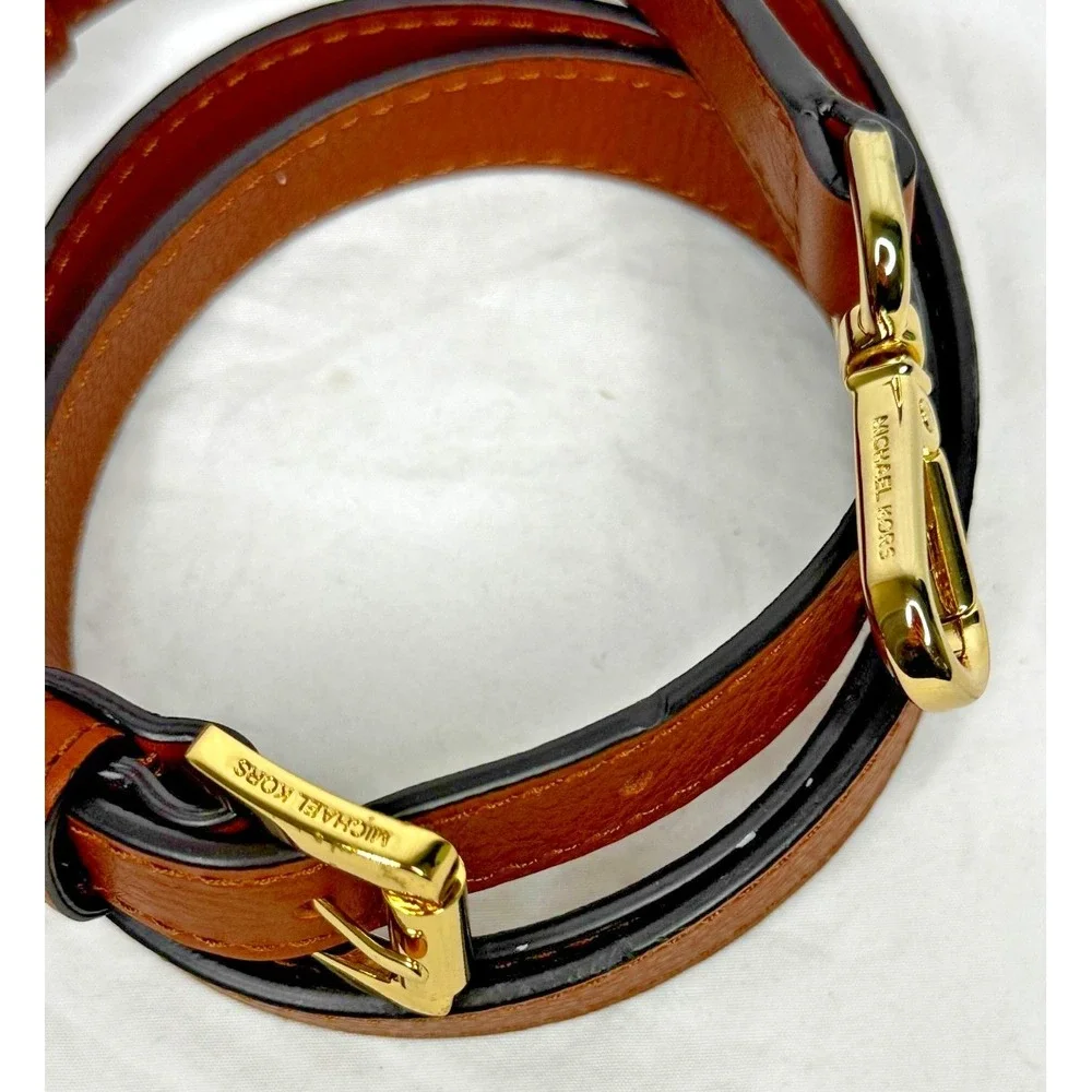 Michael Kors Crossbody Purse Strap Brown Leather Gold Buckle Clip ends 40